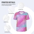 thumbnail image 3 of Zufioo Fun Rainbow Pink Print Men's Baseball Short Sleeve, Moisture Wicking Button-Down Hip Hop Tee-4X-Large, 3 of 7