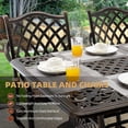 thumbnail image 3 of 7 Piece Retro Outdoor Dining Set, Cast Aluminum Patio Set Includes 59” Rectangular Table, 6 Chairs with Thicker Cushions, and Umbrella Hole for Patio, Deck, Garden, 3 of 6