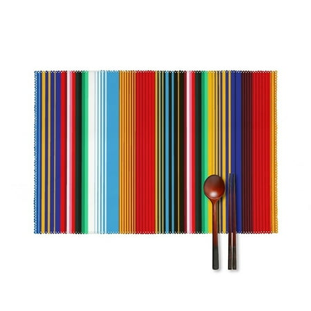 

Mexican blanket stripes Dinner Placemats Set of 4 Kitchen Table Placemats 18 * 12 Inches Place Mats Dining Tables Indoor for Kitchen Table Washable Decorations