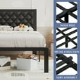 thumbnail image 6 of Lifezone Twin Bed Frame with Upholstered Headboard, Metal Support, No Box Spring Needed,Black, 6 of 7