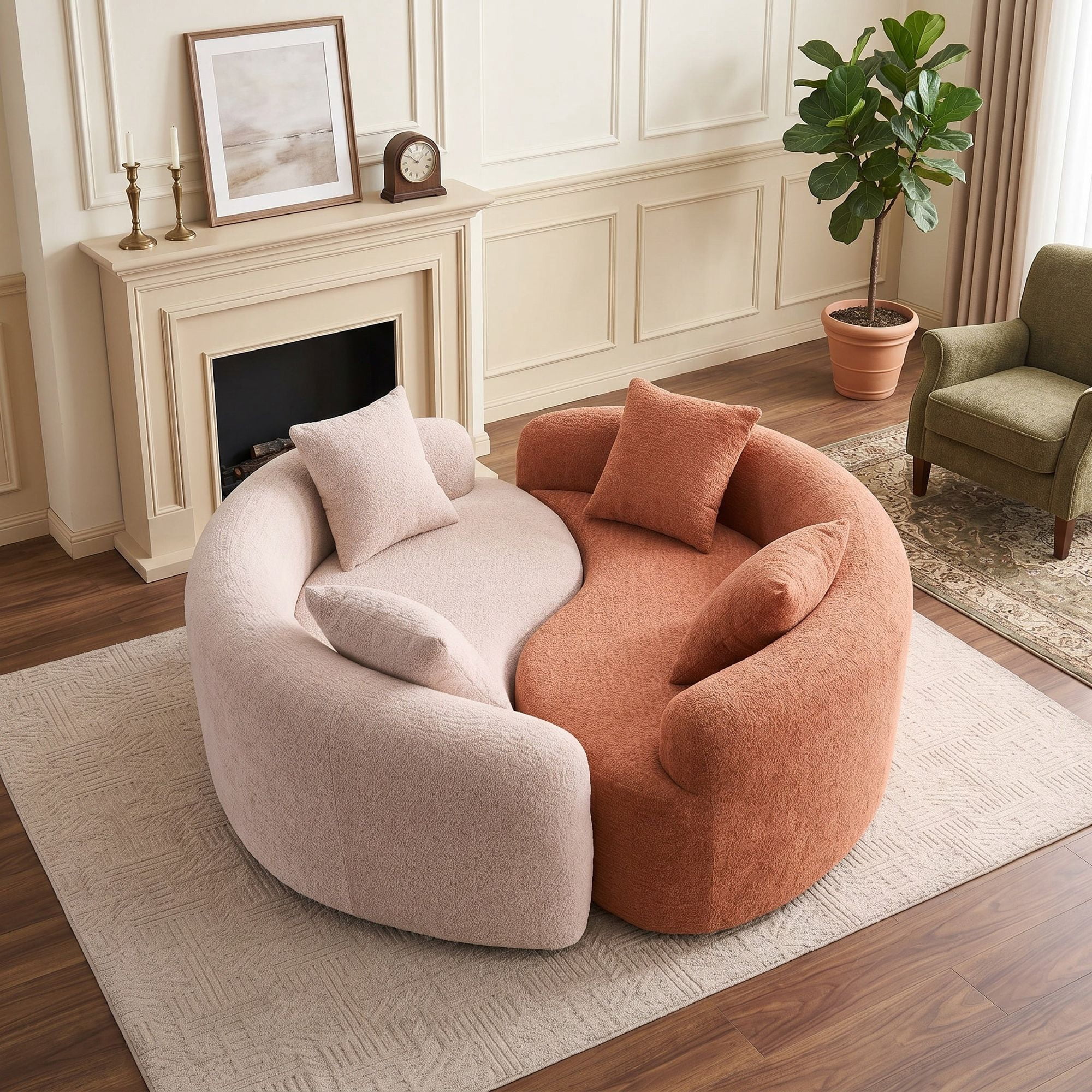 Sailvan S-Curved Chenille Sofa Loveseat, Dual-Depth, No Assembly, Compact for Small Spaces