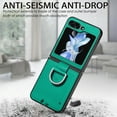 thumbnail image 5 of ELEHOLD for Samsung Galaxy Z Flip 7 Leather Case Cover, with Metal Finger Ring Holder Slim Lightweight Shockproof Non-Slip Case for Galaxy Z Flip 7 ,Green, 5 of 11