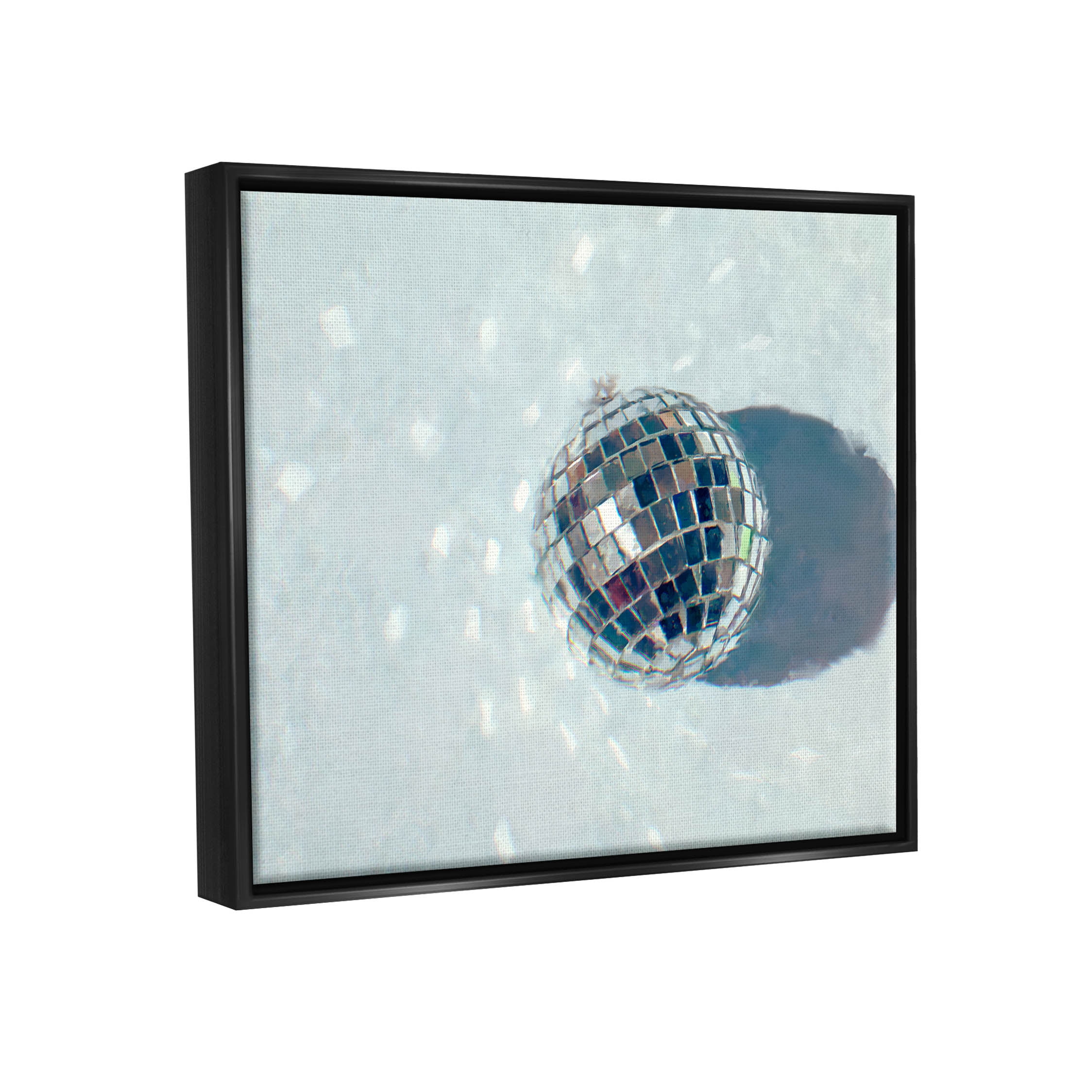 Stupell Industries Disco Ball Glimmer Reflection Graphic Art Jet Black Floating Framed Canvas Print Wall Art, Design by Ziwei Li