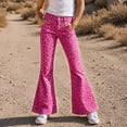 thumbnail image 2 of BOOMNY Girls Leopard Flared Pants Slim Fit Bell Bottom Pants for Kids Trendy High Waist Graphic Y2K Flared Leggings With Pockets, 2 of 5