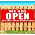 thumbnail image 1 of We Are Open and Care About Your Health 13 oz Vinyl Banner With Metal Grommets, 1 of 4