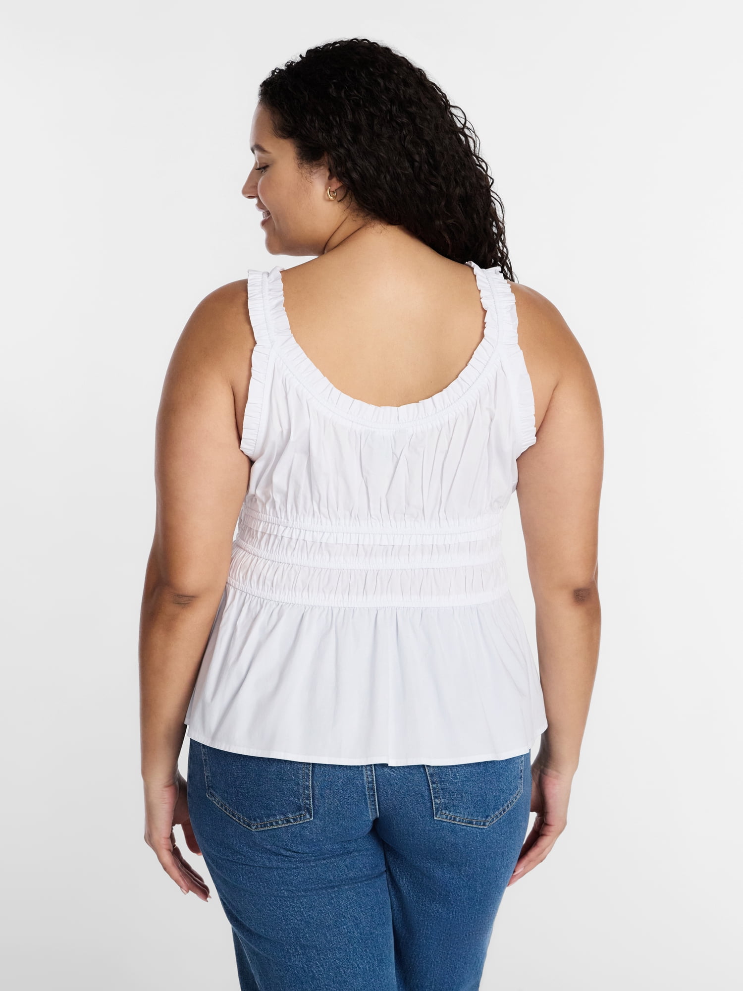 Terra & Sky Women’s Plus Sleeveless Smocked Peplum Tank Top, Sizes 0X-5X