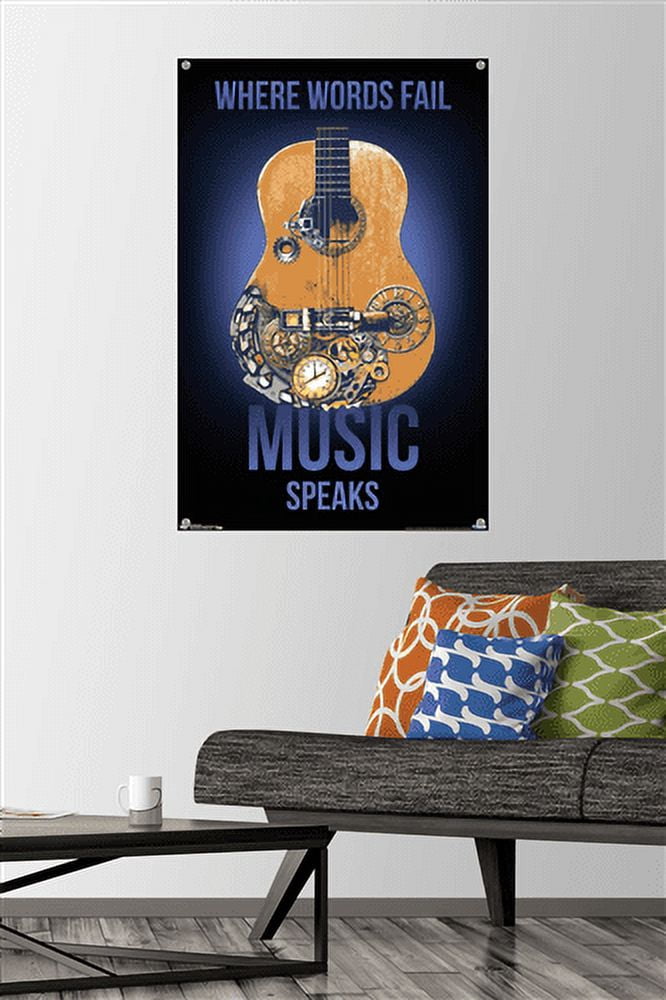 Music Speaks Wall Poster with Push Pins, 22.375" x 34"