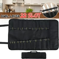 ACDANC 22 Pockets Portable Carrying Kitchen Chef Knife Roll Bag Cutlery Storage Case Blue