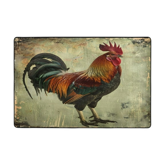 Ryvnso Farmhouse Rooster Area Floor Mats Large Nursery Rugs Non-Slip Carpets Doormat 36" x 24"