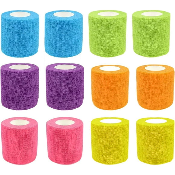 Redleaf Cohesive Bandage, non-sterile, 2" x 5 Yards 12 rolls/box Self Adhesive Bandage for Sports and Athletic, Joint Support, Ankle Sprains, Wrist Sprains and Swelling, Veterinary Wrap CB0205