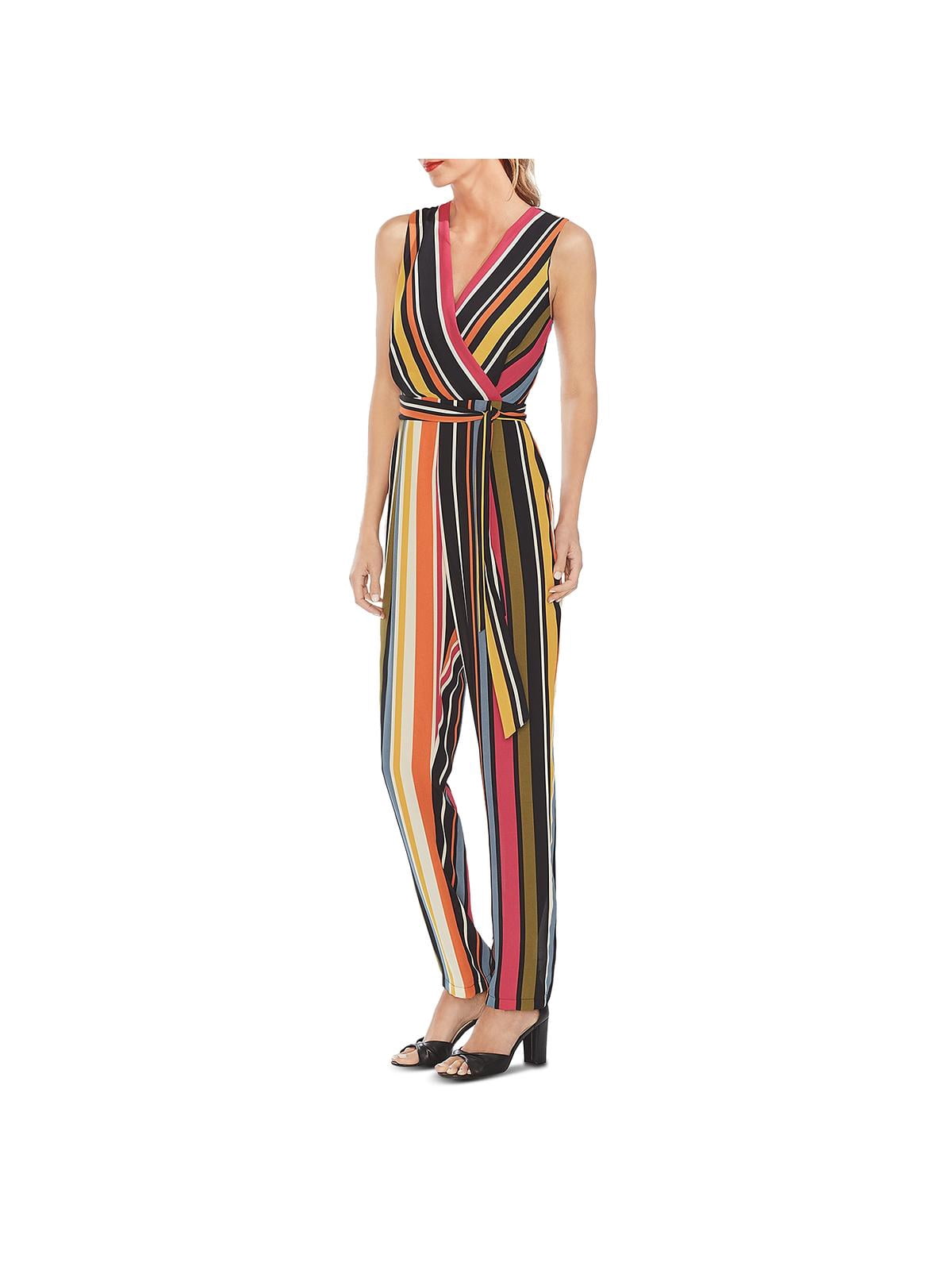 Vince Camuto Womens Striped Surplice Jumpsuit Vince Camuto Womens Striped Surplice Jumpsuit
