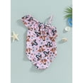 thumbnail image 4 of Wassery Western Kids Girls Summer Swimsuit 1T 2T 3T 4T 5T 6T Little Girls Sleeveless One Shoulder Ruffle Bathing Suit, 4 of 8