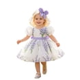 thumbnail image 5 of FYDUU Baby Girls Dress Puff Sleeves Floral Print Tulle Princess Dresses Toddler Birthday Party Wedding Gown Flower Girl Dress 18-24 Months, 5 of 9