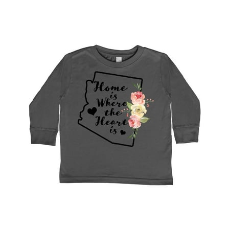 

Inktastic Arizona Home is Where the Heart is with Watercolor Floral Gift Toddler Boy or Toddler Girl Long Sleeve T-Shirt