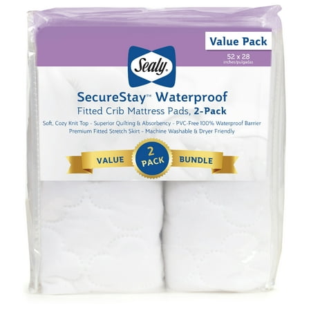 Sealy 2 Pack SecureStay Waterproof Fitted Crib Mattress