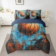thumbnail image 2 of Manfei Basketball Graffiti 7-Piece Twin Bedding Sets,Teens Sport Bedding Comforter Set,Orange Blue Sheet Sets For Boys,Luxury Bedroom Decor Reversible, 2 of 8