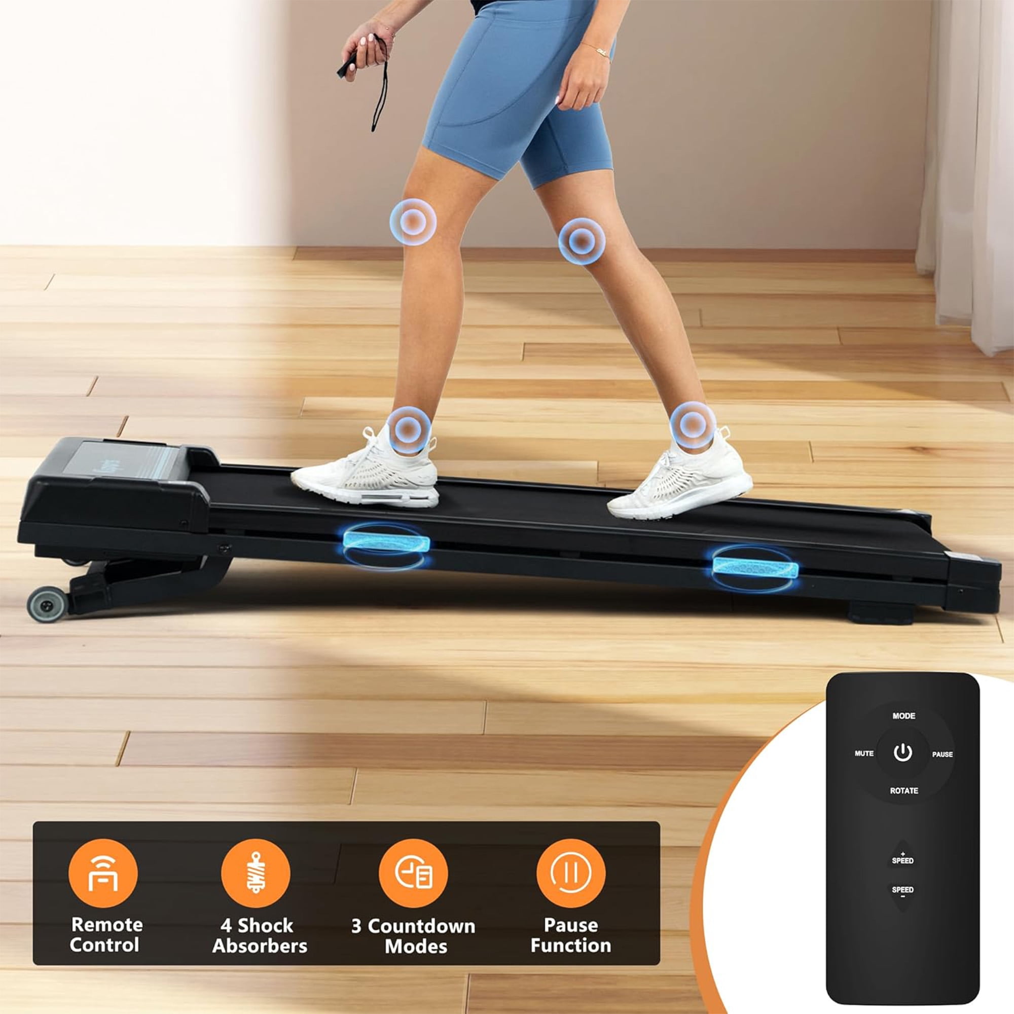 Ksports Under Desk Walking Pad Treadmill with Auto Incline & Wheels, 2.5 HP