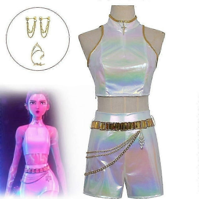 Demon Hunters Rumi Cosplay Costume Set White Halloween Party Fancy Dress for Womens A..