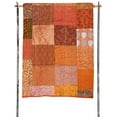 thumbnail image 5 of Vinsan Home Indian Handmade Kantha Quilted Vintage Kantha Silk Quilt Boho Indian Patchwork Coverlet Throw Bedspread Blanket Bedcover Bedding Home Decorative Gudri Orange Color Queen Size 90" x 108", 5 of 5