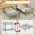 thumbnail image 5 of Twin Over Twin Metal Bunk Bed for Kids, Rust-Resistant Powder-Coated Steel Frame with Full-Length Safety Guardrail & Wide Step Ladder, Converts to Two Beds, Silver, 5 of 11