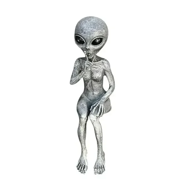 Divertida estatua de extraterrestre de resina, decoración de jardín al aire libre, escultura enana OVNI, decoración de escritorio para el hogar, adornos navideños de Halloween