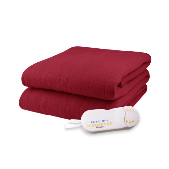 Biddeford Couverture Jetée Chauffante Électrique en Tricot Polaire Confort Rouge Brique