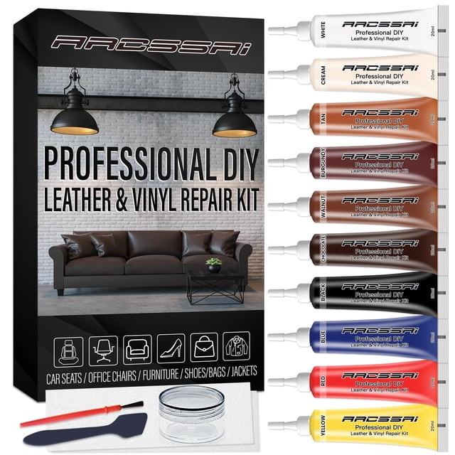 Kit de reparación de cuero ARCSSAI para muebles, sofás, chaquetas y automóviles