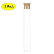 Uxcell 0.98'' x 6.3'' x 2.03oz Flat Base Glass Test Tubes with Cork Stoppers 18 Pack