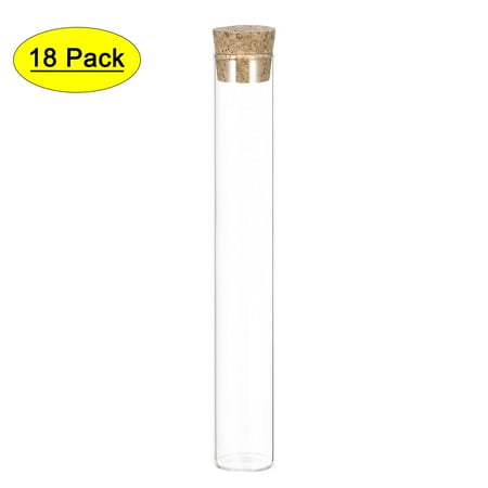Uxcell 0.98'' x 6.3'' x 2.03oz Flat Base Glass Test Tubes with Cork Stoppers 18 Pack