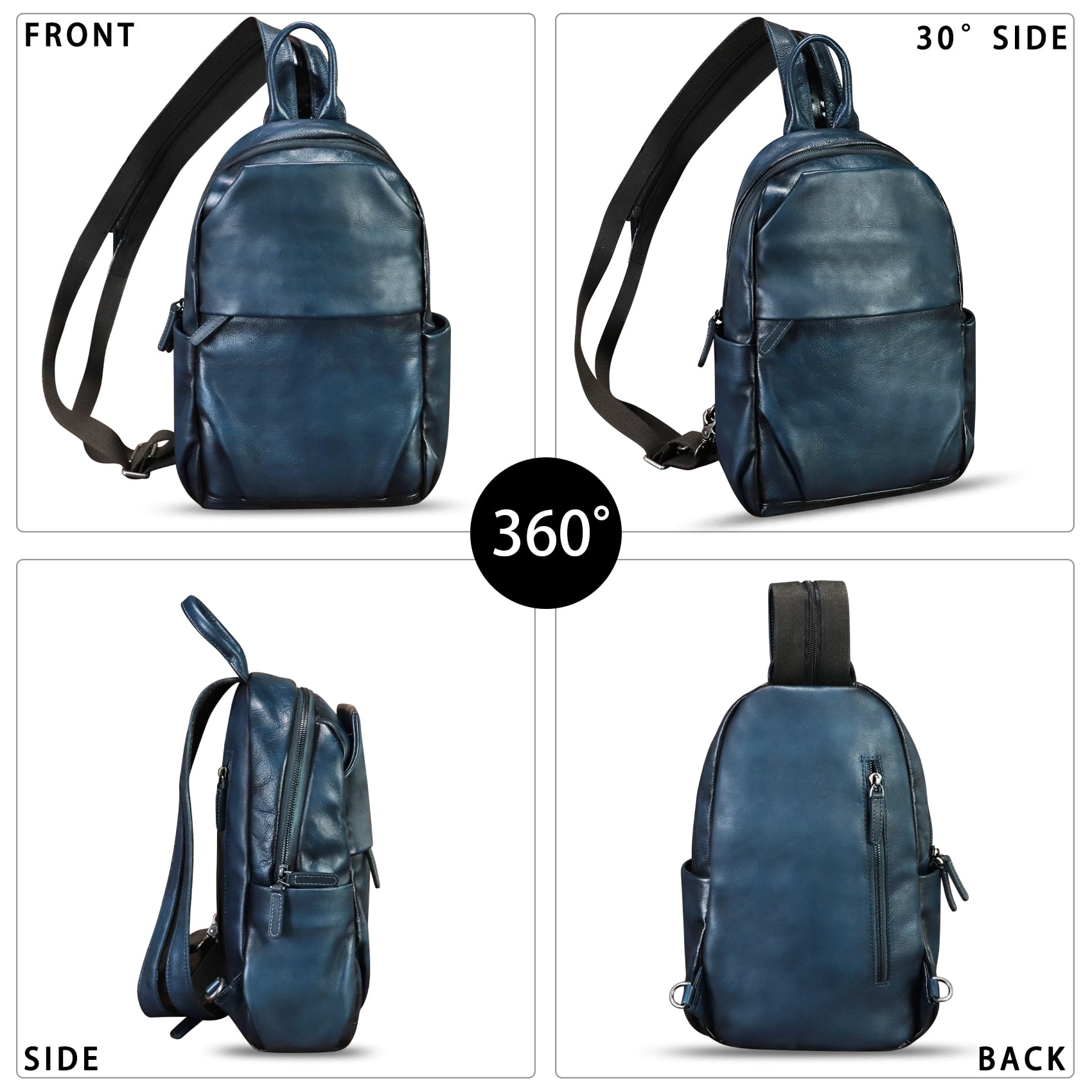 Genuine Leather Sling Bag for Men Women Retro Sling Backpack Purse Crossbody Bag