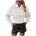 thumbnail image 3 of Aocisk Chandail à Col à Revers Deux Pièces pour Femme Style Chemise Décontractée pour l'Hiver Blanc m, 3 of 9