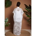 thumbnail image 2 of Plus Size White Floral Lace Sheer Turn-Down Collar Loose Vacation Dress, 2 of 7