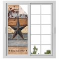 thumbnail image 2 of Texas Star Vintage Window Privacy Film, Berry Grey Blue Brown Wooden Static Cling UV Sun Blocking Tint Film Heat Control Windows Films for Bedroom Bathroom, Window Stickers 23.6"x59", 2 of 8