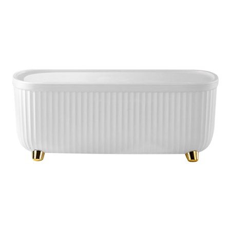 Cord Management Holder Rattan Storage Basket Woven Planter White