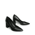 thumbnail image 2 of Burudani Women's High Chunky Heel Pump Closed Toe Block Heels Slip On Dress Pumps Shoes BLACK Size 6.5, 2 of 9