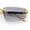 Gold - Smoke, variant on Bevel Lens Rimless Hustler Retro Gangster Rapper Rectangle Luxury Sunglasses Gold - Clear Mirror