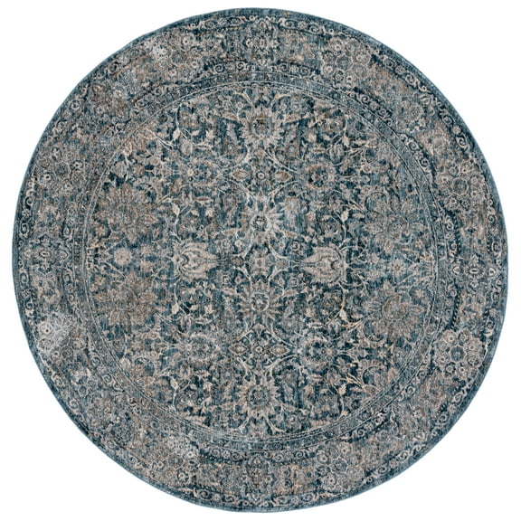 SAFAVIEH Valencia Maria Oriental Polyester Area Rug, Blue, 6'4" x 6'4" Round