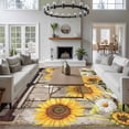 thumbnail image 3 of Sunflower Large Area Rugs 6x9 ft Farmhouse Barn Door White Yellow Flower Leaf Butterfly Washable Rug Non Slip Indoor Carpet Absorbent Floor Mat for Living Room Bedroom Dining Room, 3 of 9