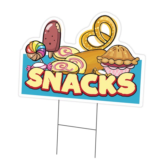 Snacks 18" x 24" Yard Sign & Stake | Advertise Your Business | Stake Included Image On Front Only | Made in The USA
