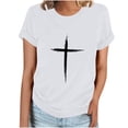thumbnail image 1 of Hauts Courts pour Femmes Imprimé Col Rond Manches Courtes T-Shirt Décontracté, 95 % Polyester 5 % Spandex Haut Léger Vintage pour Quotidien, Fête, et Printemps Été, 1 of 4