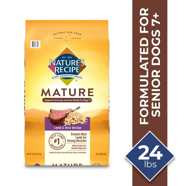 Nature’s Recipe Mature Dog Food, Lamb & Rice Recipe, Dry Dog Food, 24lb