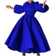thumbnail image 3 of SMihono Womens 1950s Vintage Dresses Mock Neck Long Sleeve A Line Formal Church Cocktail Swing Dress with Belt Blue XXXL, 3 of 5