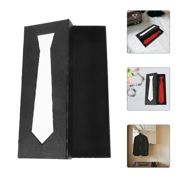 Clispeed 2Pcs Black Necktie Gift Box for Men Durable Storage and Travel Case