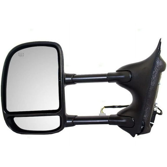 Left Driver Side Power Mirror - Textured Black - Manual Telescopic - Foldaway - with Heated Glass and Turn Signal - Compatible with 2003 - 2007 Ford F-250 Super Duty 2004 2005 2006