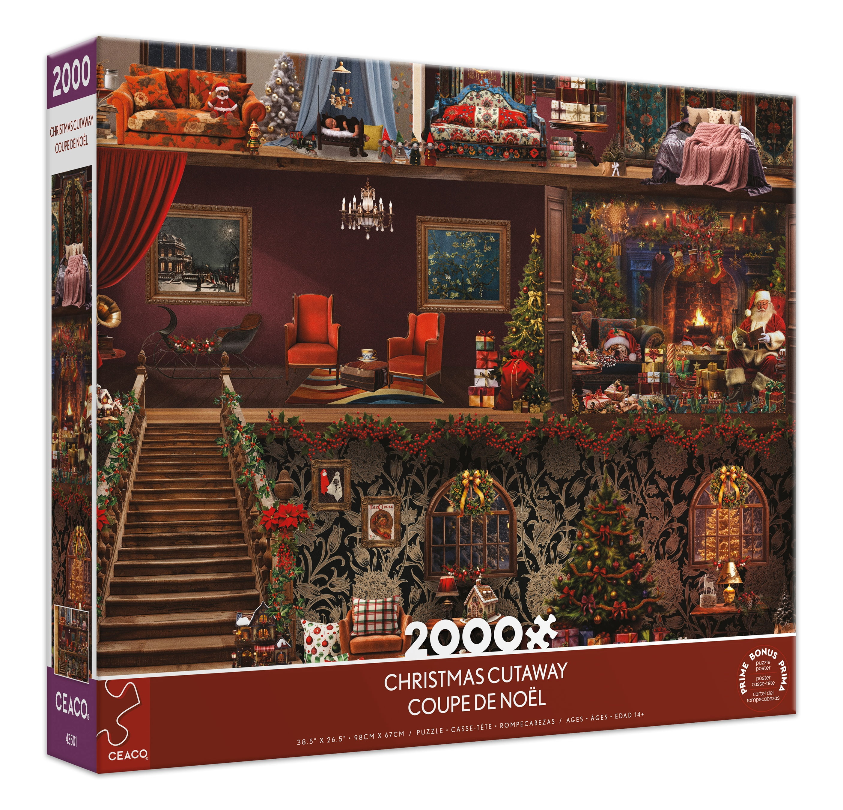 Ceaco Jena DellaGrottaglia Christmas Cutaway 2000-Piece Interlocking Jigsaw Puzzle for Adults Ages 14+