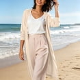 thumbnail image 4 of Gealkoca Solid Color Open Front Maxi Long Cardigan Sweater for Women Lightweight Long Sleeve Cardigan Oversized Long Coat Trendy, 4 of 7