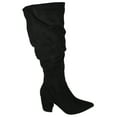 thumbnail image 2 of Delicious Women Knee High Slouchy Boots Side Zipper Chunky Thick Heels Pointed Toe GRAVITY-H Black Suede 8, 2 of 3