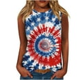 thumbnail image 2 of Frostluinai Red White Blue Women's Tanks Sleeveless Independence Day Shirts Crew Neck Tie Dye Graphic Tanks Plus Size Holiday Tanks, 2 of 5