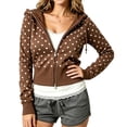 thumbnail image 4 of yillto Women's Zip up Hoodies Coat Casual Long Sleeve Hooded Cropped Drawstring Sweatshirts with Pockets, 4 of 6