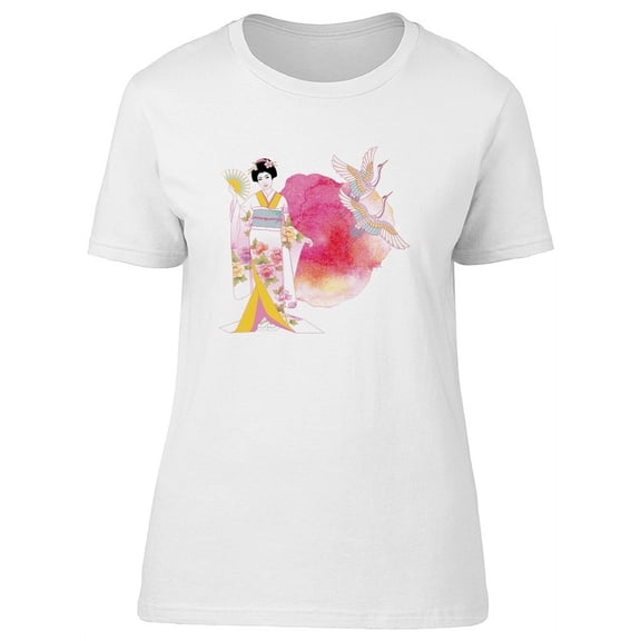 Adorable Japanese Kimono Lady T-Shirt Women -Image by Shutterstock, Female Large